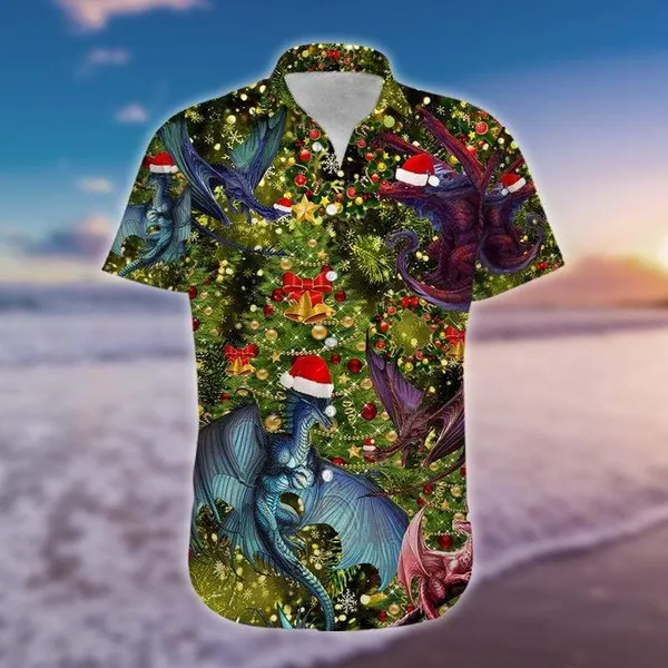 Amazing Dragon Family In Christmas Eve Hawaii Shirt For Men Women Ha16622