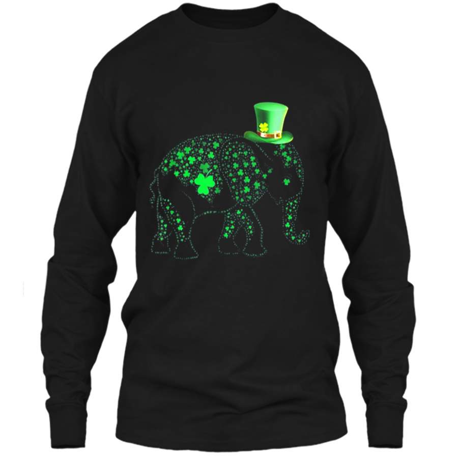 Green Irish Elephant Shamrock  St Patrick’s Day LS Ultra Cotton Tshirt