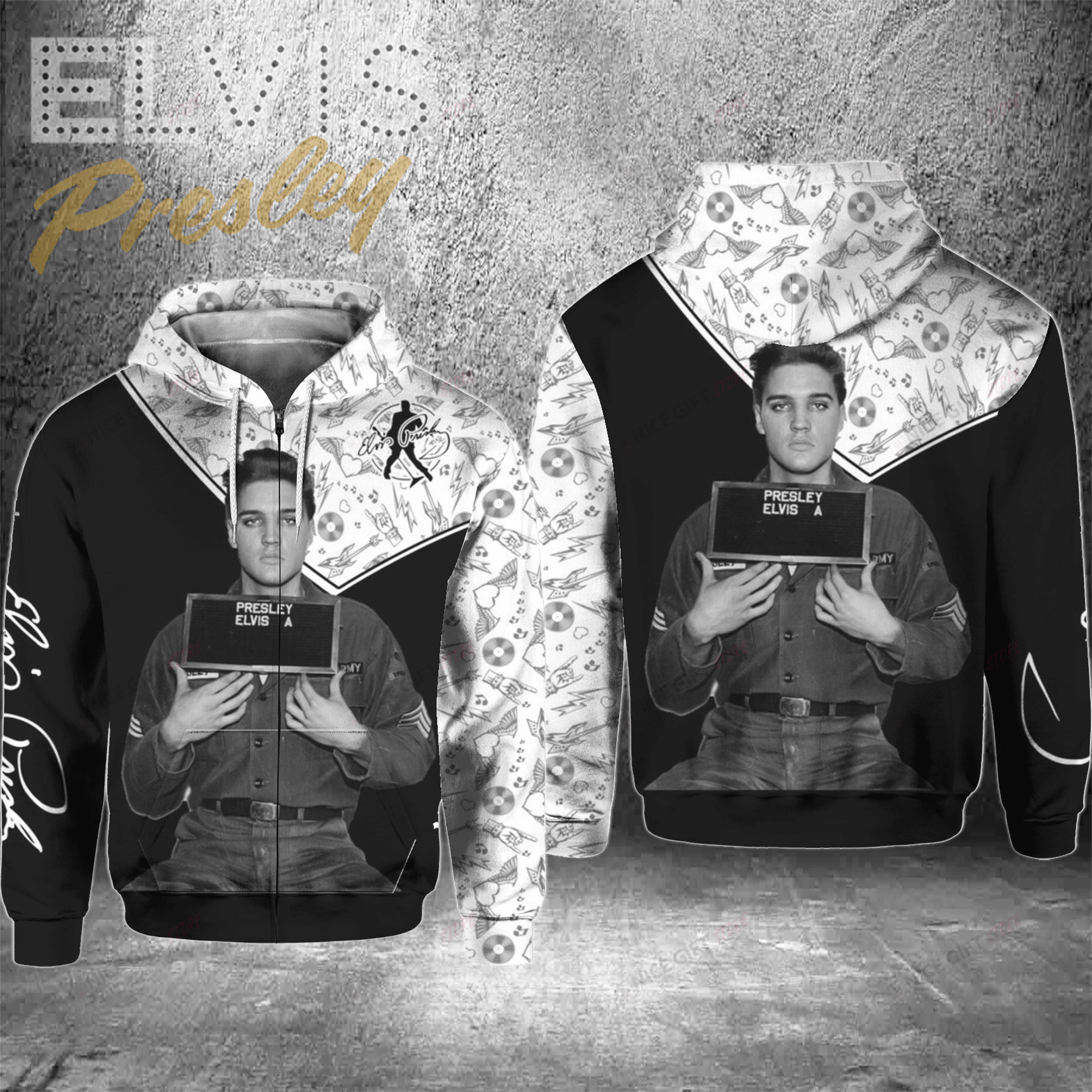 Elvis Presley Zip Hoodie 3D 3Zh-I7V5