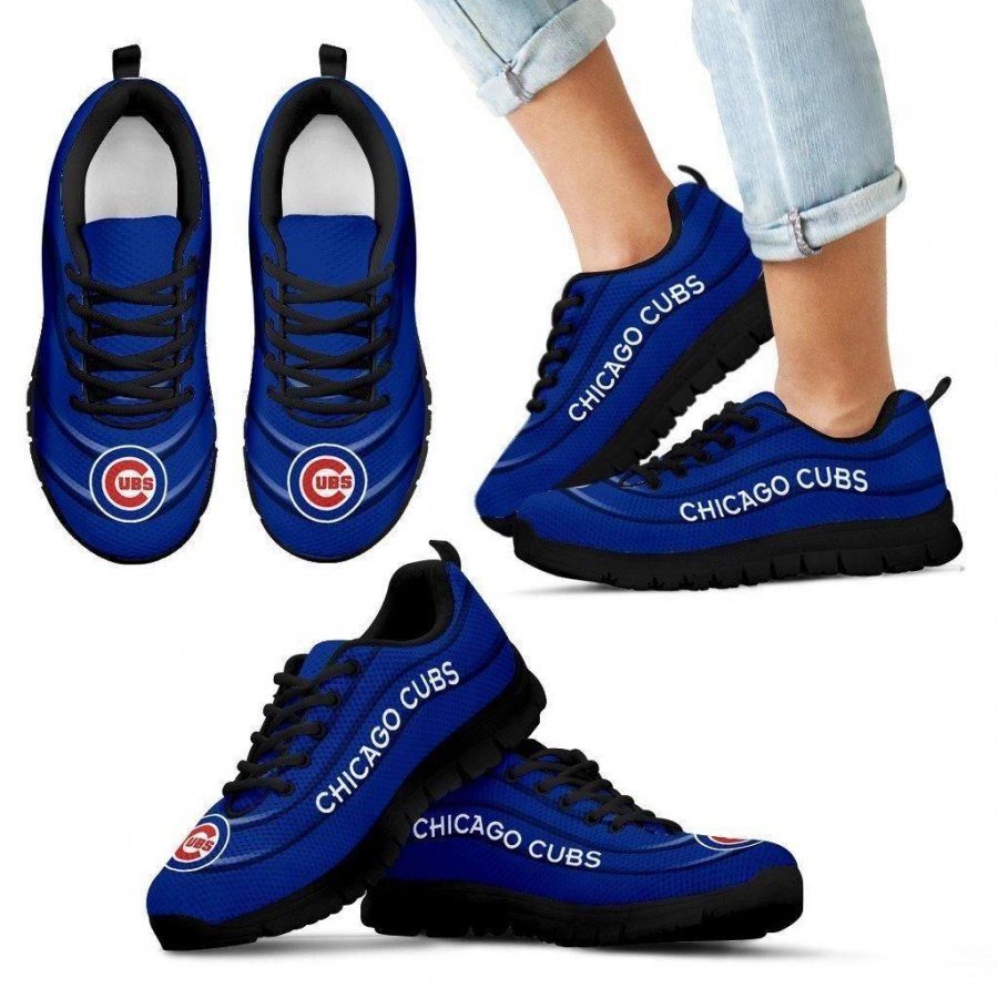 Wave Red Floating Pattern Chicago Cubs Sneakers #496