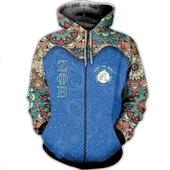 Sorority Hoodie – Floral Zeta Phi Beta Zip Hoodie