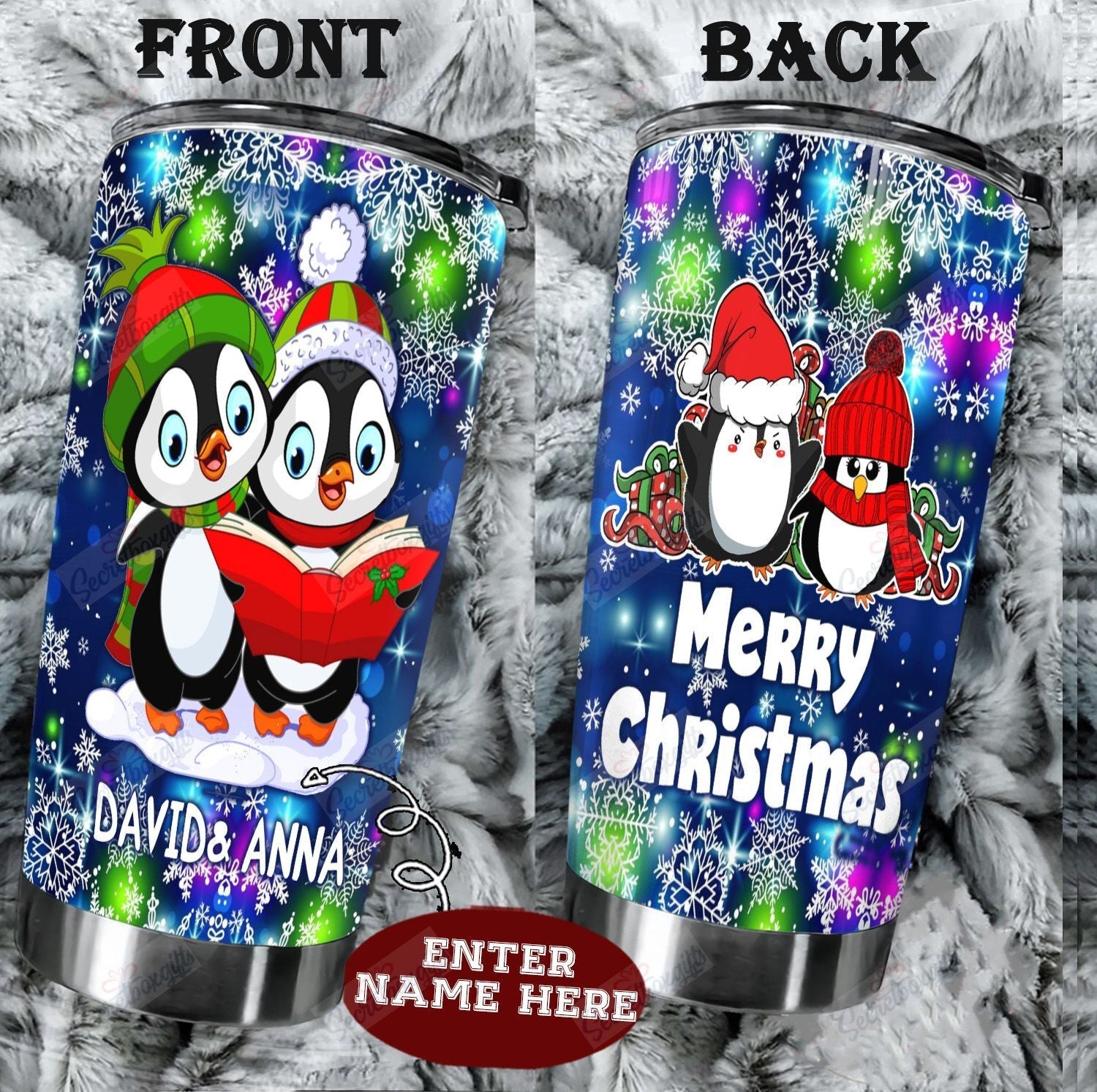 Penguin Couple Christmas Personalized Bbb191043Mh Stainless Steel Tumbler Travel Customize Name, Text, Number, Image