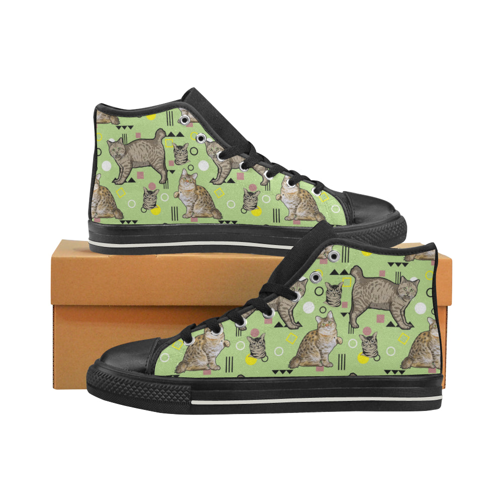 American Bobtail Black Women’s Classic High Top Canvas Shoes