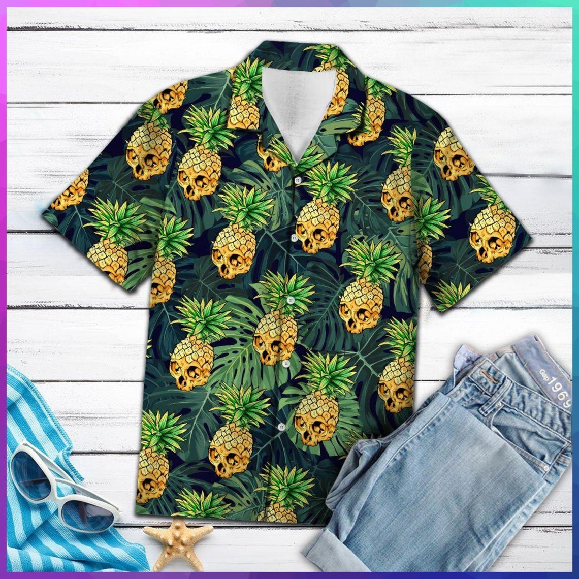 Skull Pineapple Hawaii Shirt Made In Summer Beach Shirts Ha39849