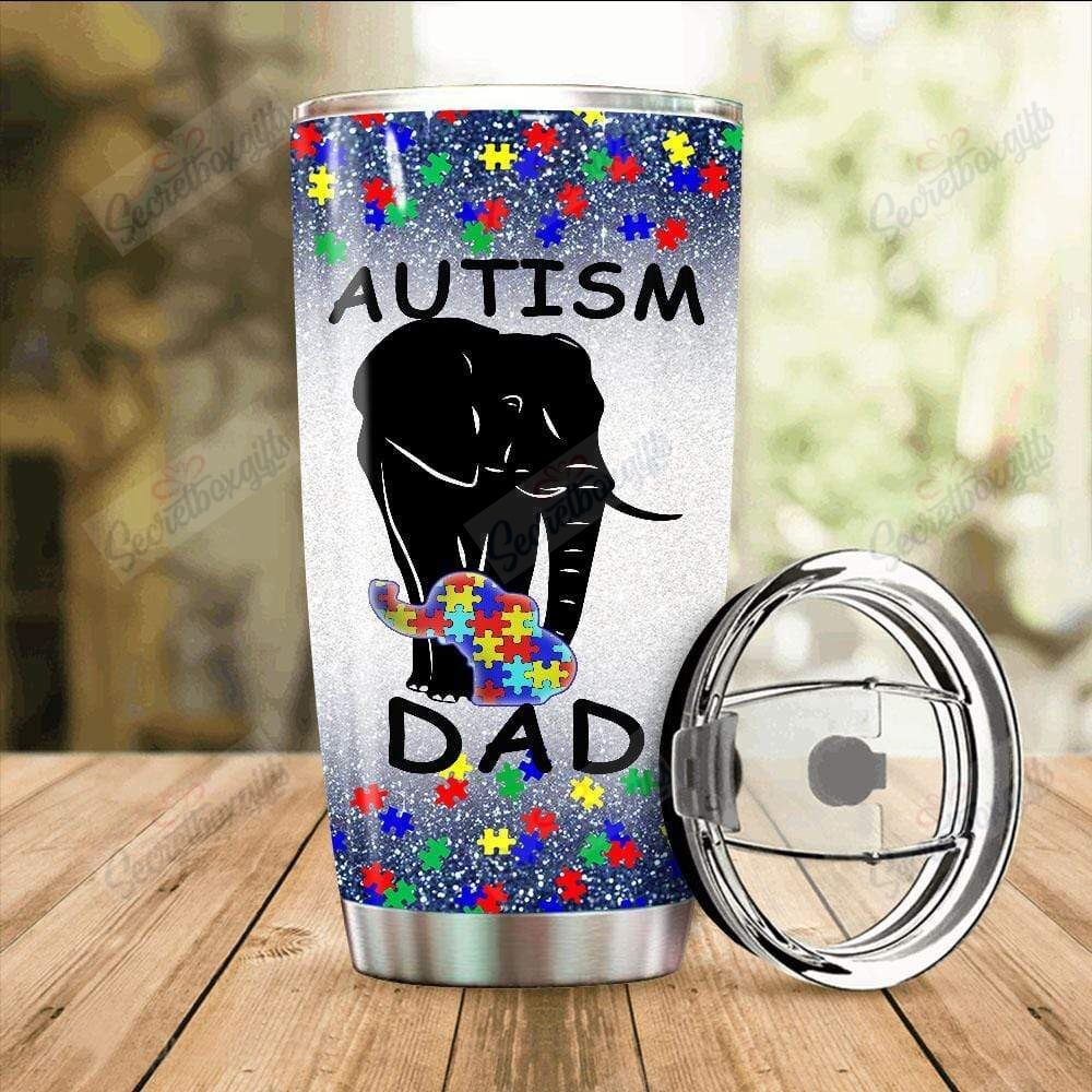 Personalized Autism Dad Elephant Nc2011181Cl Stainless Steel Tumbler Customize Name, Text, Number