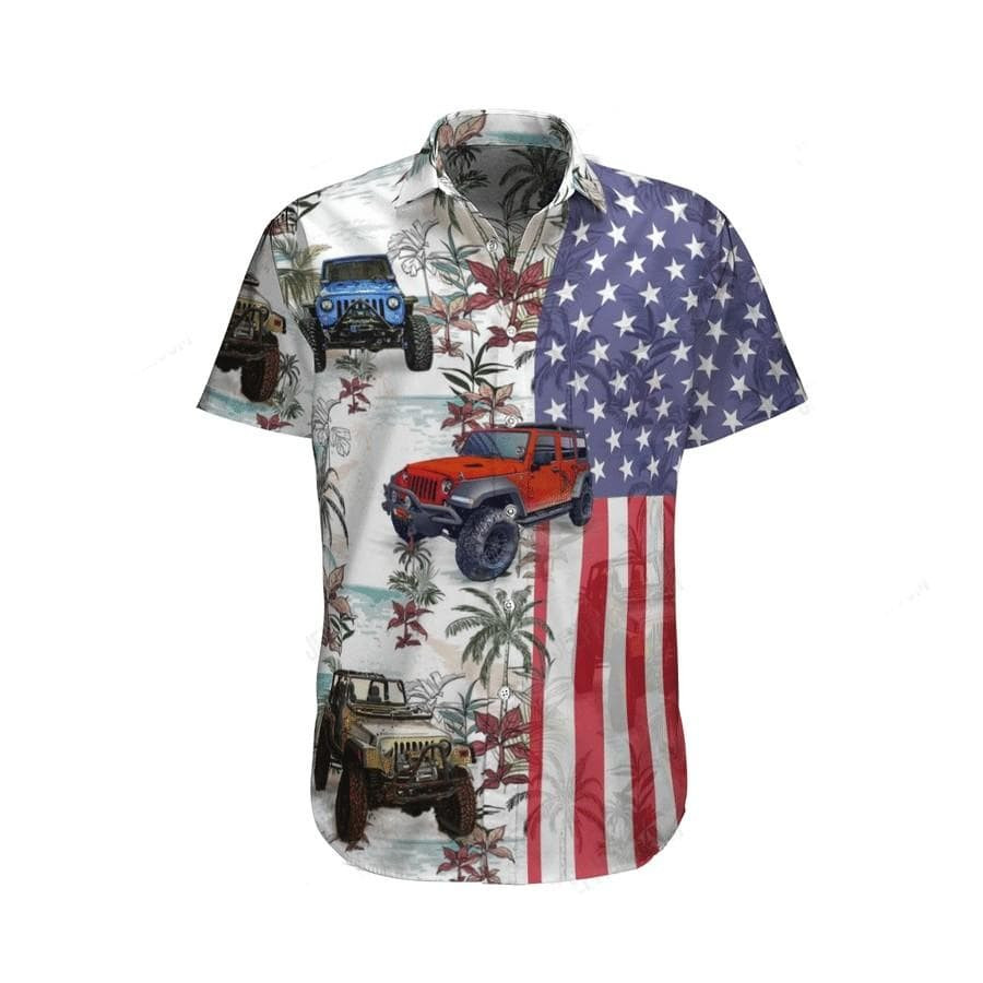 Hawaii Aloha Shirts Amazing Jeep Flag Tropical Ha72124