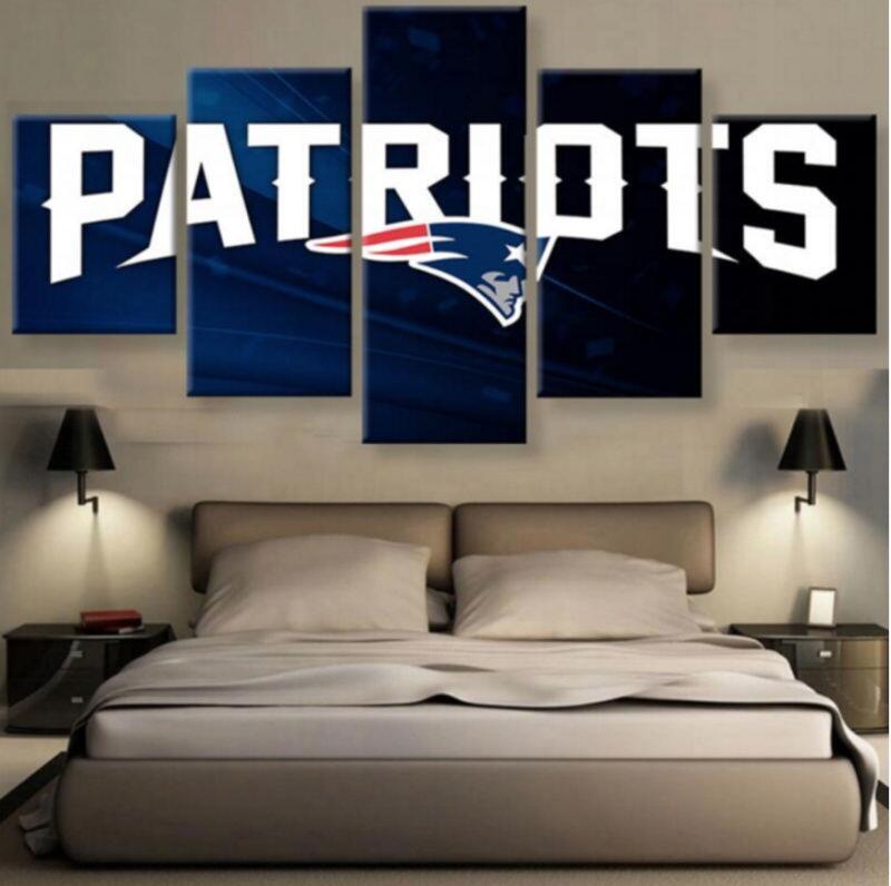 5 Panel New England Patriots Canvas Wall Art For Living Room Home Decor 5888