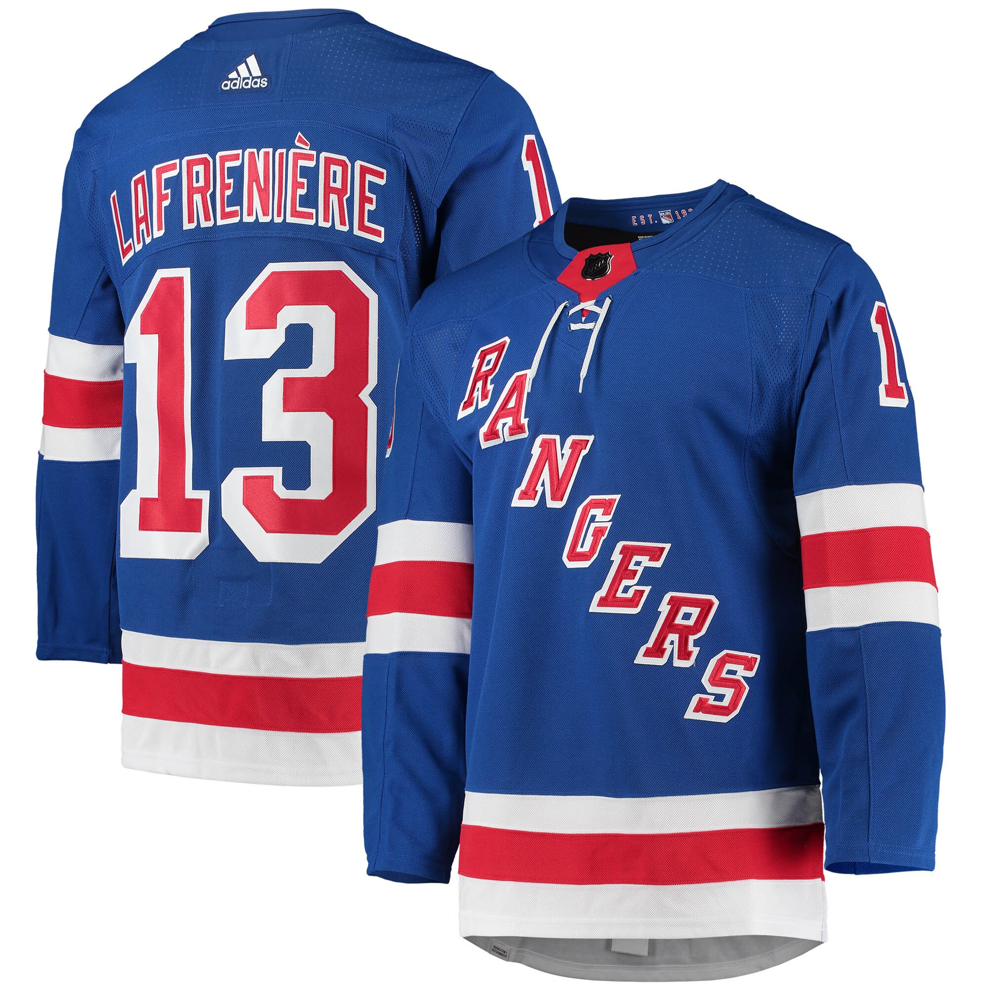 Men's New York Rangers Alexis Lafreniere adidas Blue Home Primegreen Authentic Pro Player Jersey