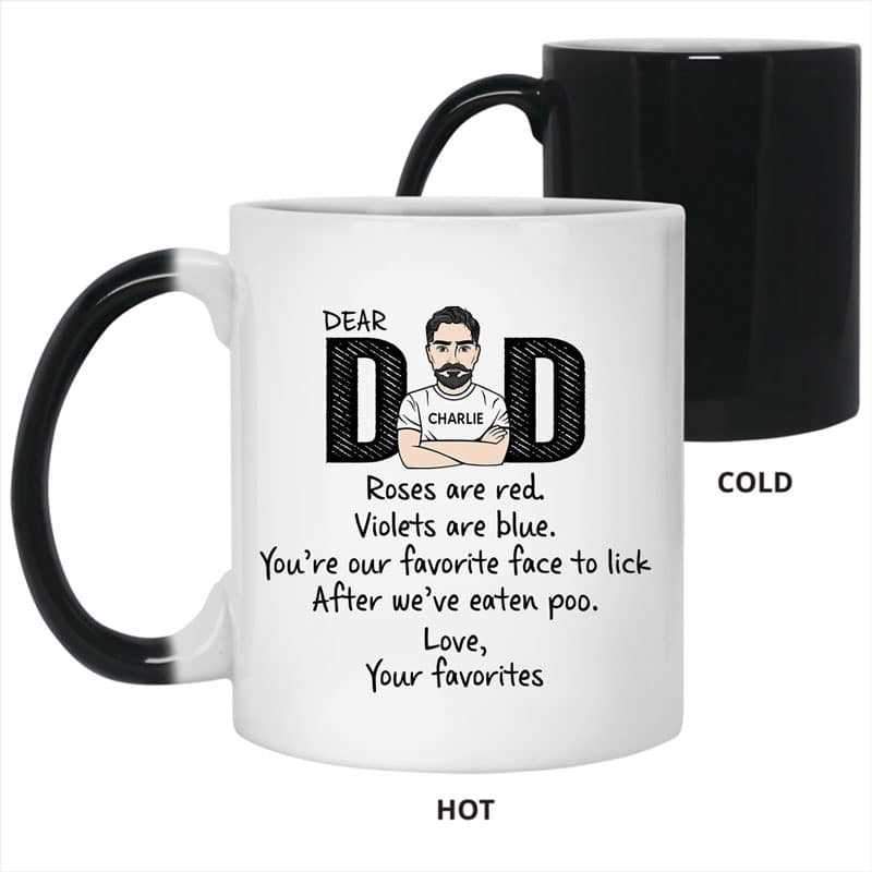 Dog Dad Man And Peeking Dog Personalized Color Changing Mug