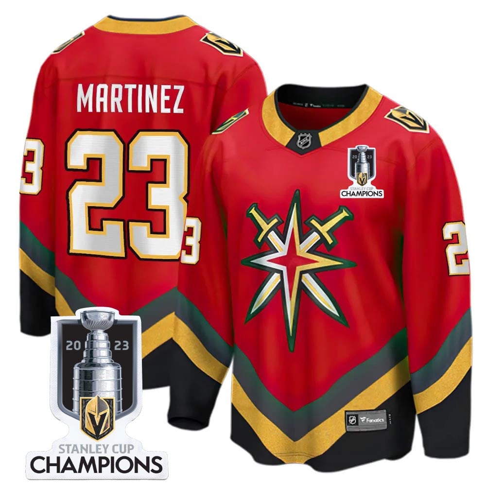 Alec Martinez 23 Vegas Golden Knights 2023 Stanley Cup Champions Patch Reverse Editon Jersey – Red