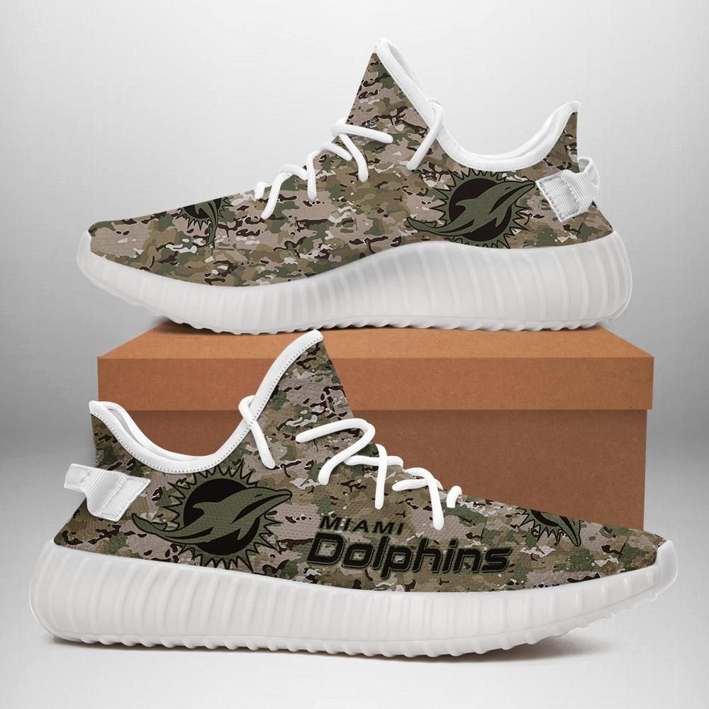 Miami Dolphins US Military Camouflage Custom Shoes Sport Sneakers Miami Dolphins Yeezy Boost 350