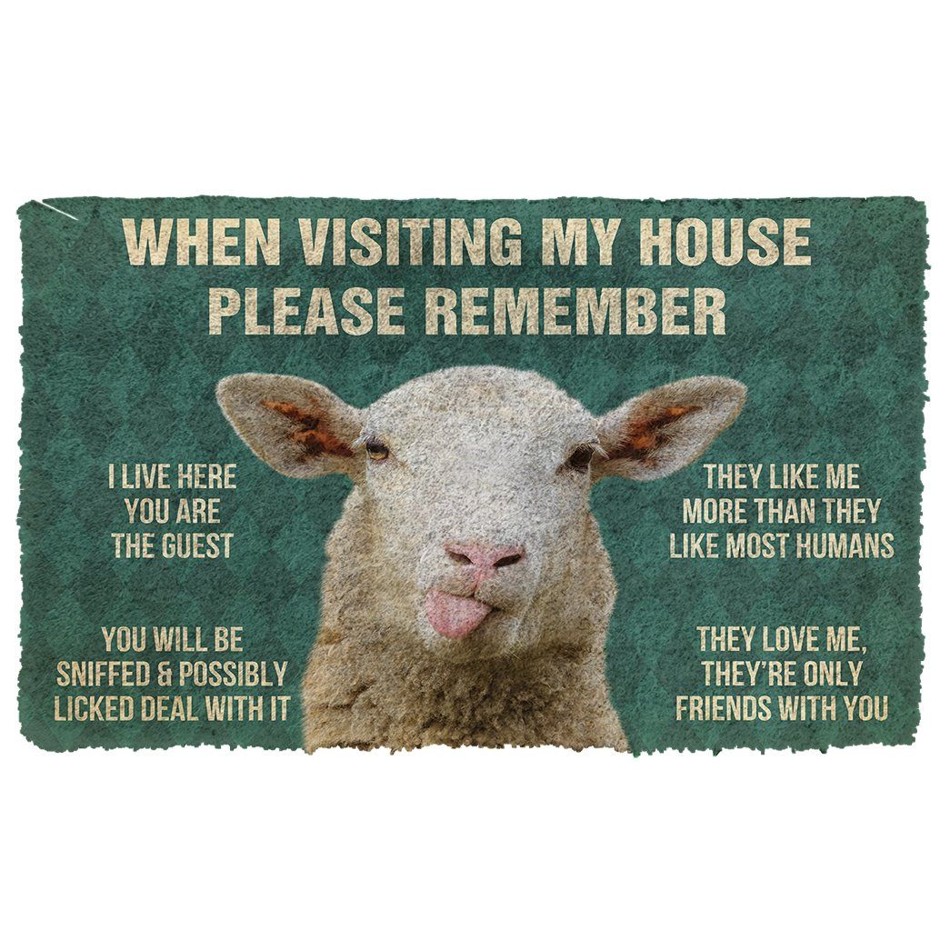 3D Please Remember Sheeps House Rule Custom Doormat