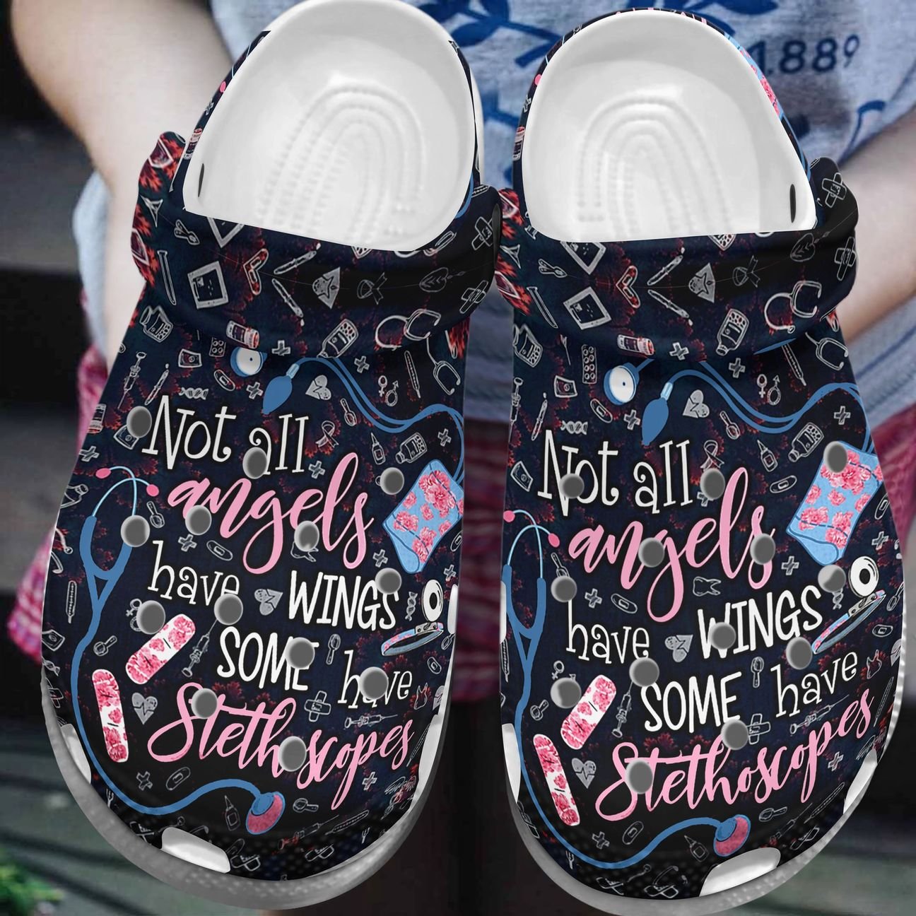 Nurse Personalize Clog, Custom Name, Text, Fashion Style For Women, Men, Kid, Print 3D Not All Angels Have Wings