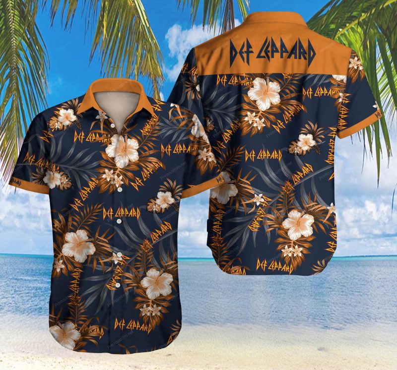 Tlmus Def Leppard Hawaii Graphic Print Short Sleeve Hawaii Casual Shirt Ha27713