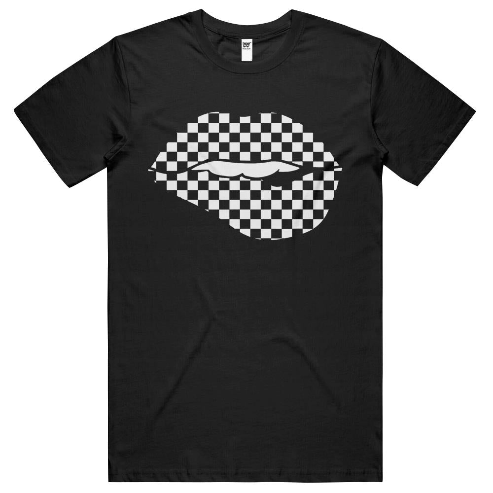 Funny Checkered Black White Lip Gift Cute Checkerboard T Shirts