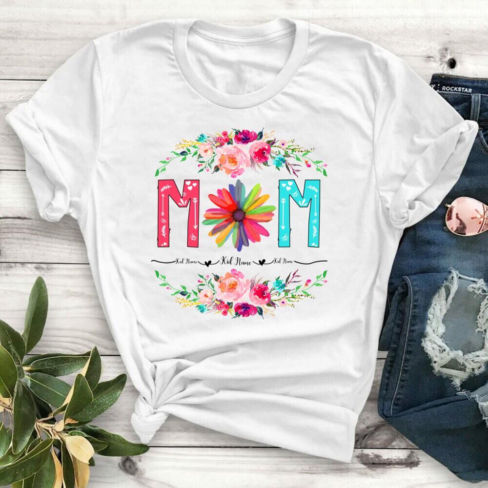 Mom Raibow Flower Personalized Tshirt