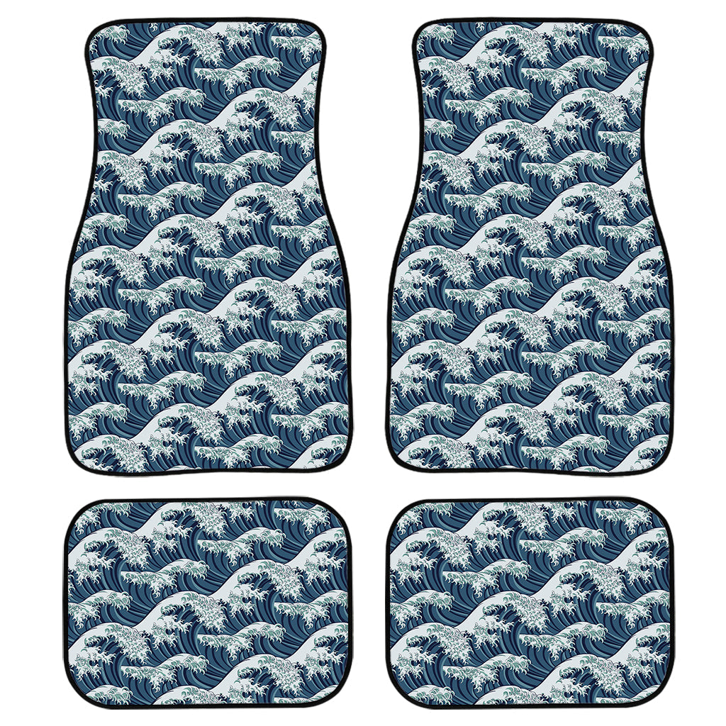 The Great Kanagawa Wave Pattern Print Front And Back Car Floor Mats, Front Car Mat