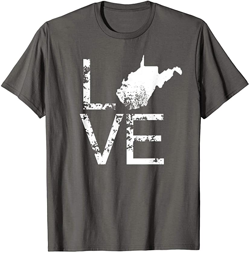 Vintage West Virginia Love WV State Map In Place Of O T-Shirt