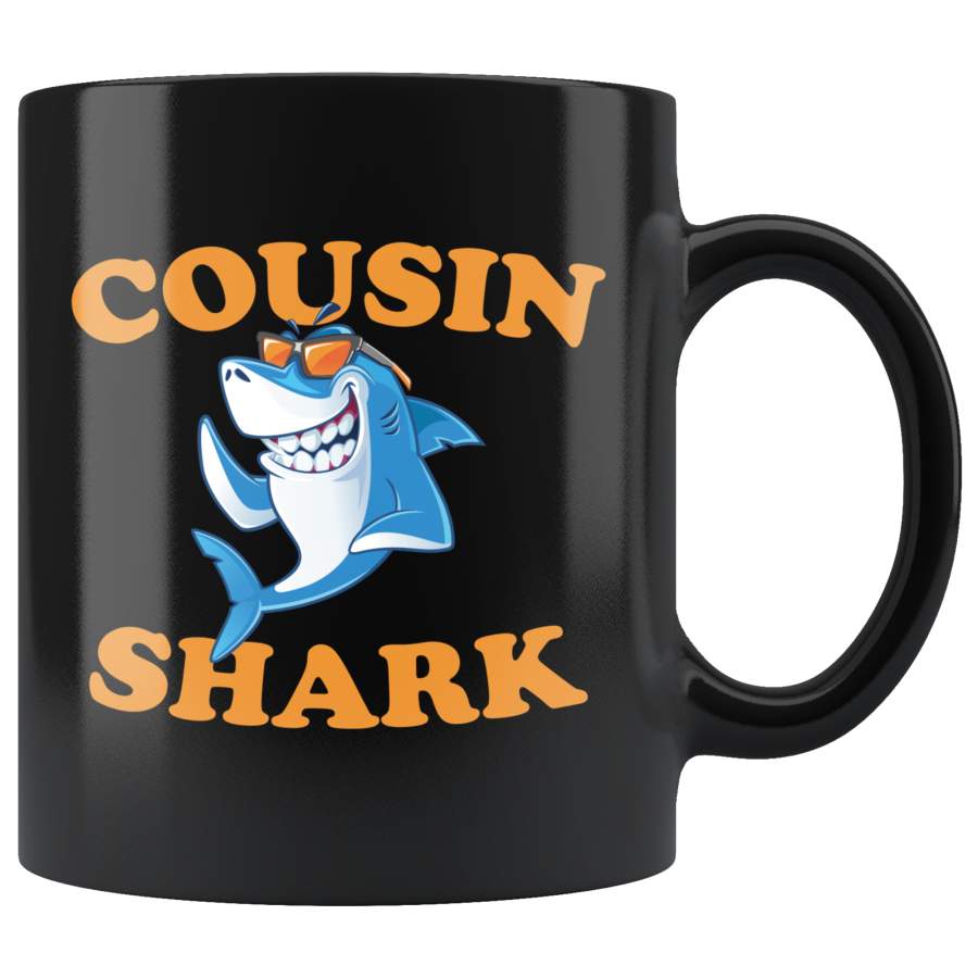 Cousin Shark 11oz Black Mug