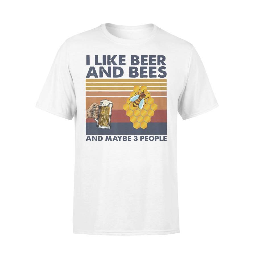 I Like Beer And Bees Maybe 3 People Vintage Retro Shirt T-shirt
