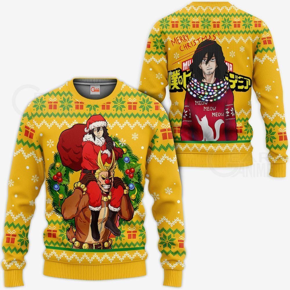 Shota Aizawa and All Might Ugly Christmas Sweater MHA Xmas Gift