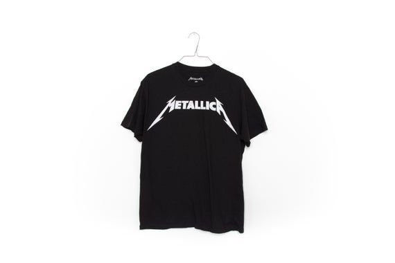 90 S Metallica Black Graphic Illustration Top Logo Skull Mummy Swords Thrash Metal Grapihc Shirt