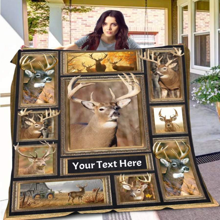 Wozoro Quilt Blanket Personalized Deer Hunting Twin Queen King Size