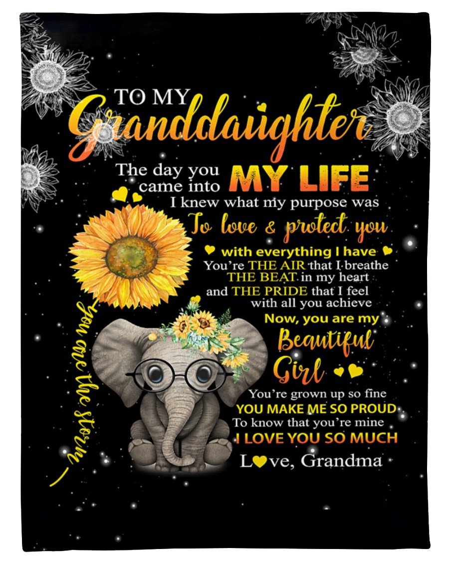 Grandma To Granddaughter Love Protect Elephant Personalized Custom Name Text Fleece Blanket Print 3D, Unisex, Kid, Adult