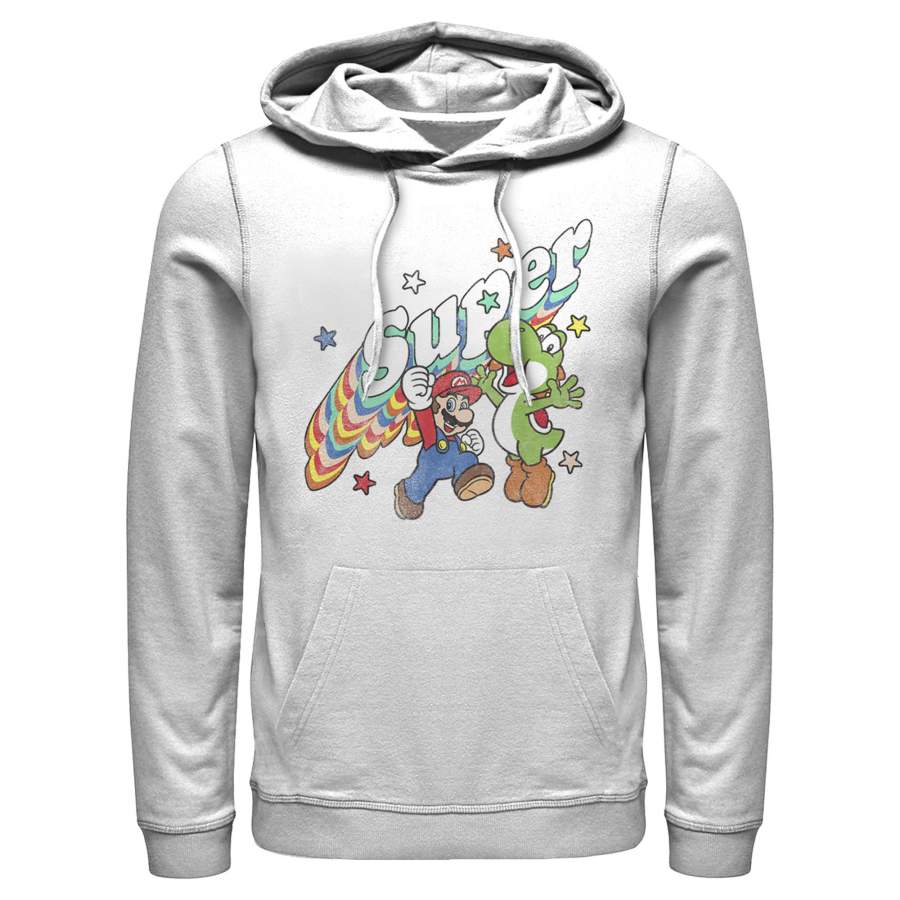 Nintendo Men’s Mario and Yoshi Retro Super  Lightweight Hoodie