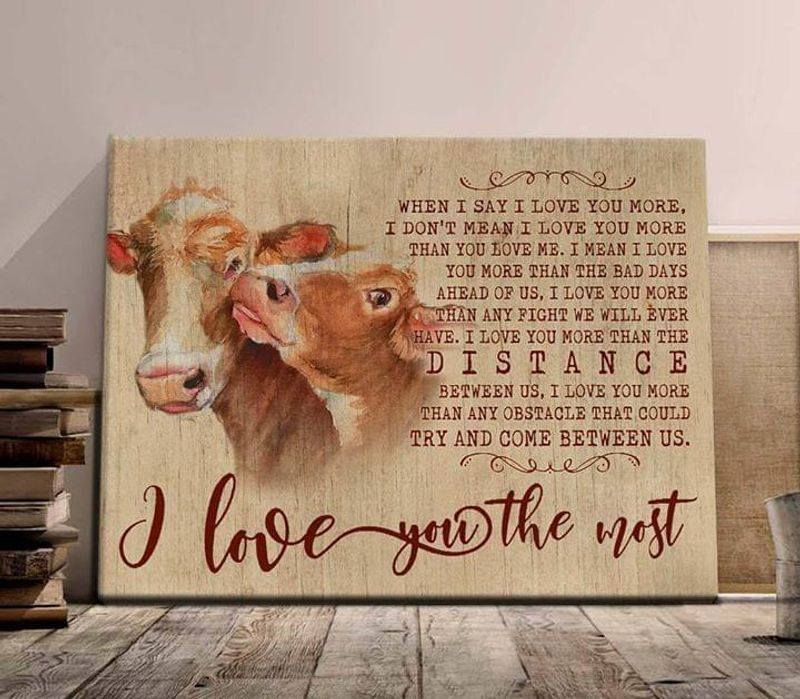 Farming Cow Couple I Love You Most poster canvas