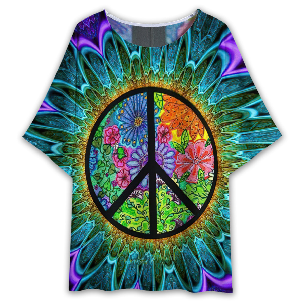 Hippie Colorful Lighting Wonderful Life – Women’S T-Shirt With Bat Sleeve