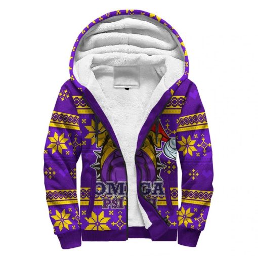 Christmas Omega Psi Phi Sherpa Hoodie – Fraternity Bulldog 3D Fleece Zipper Hoodie