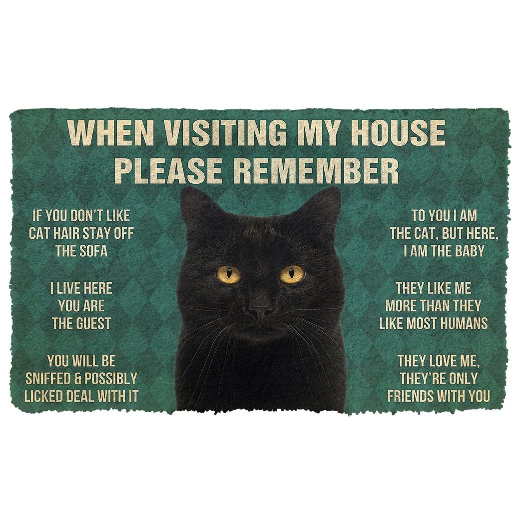 Gearhumans  GearHuman 3D Please Remember Black Cat House Rules Doormat