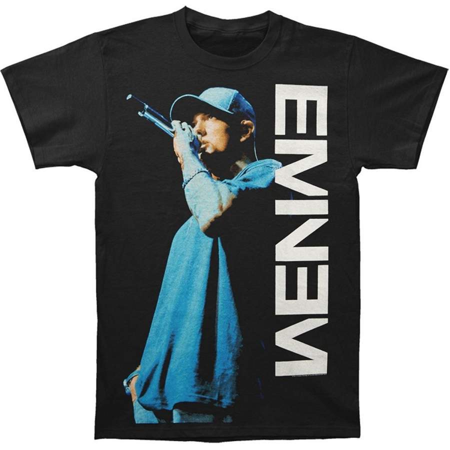 YPS Fashion Men Cotton T Shirt Eminem Mens on The Mic T-Shirt Men Casual Shirt