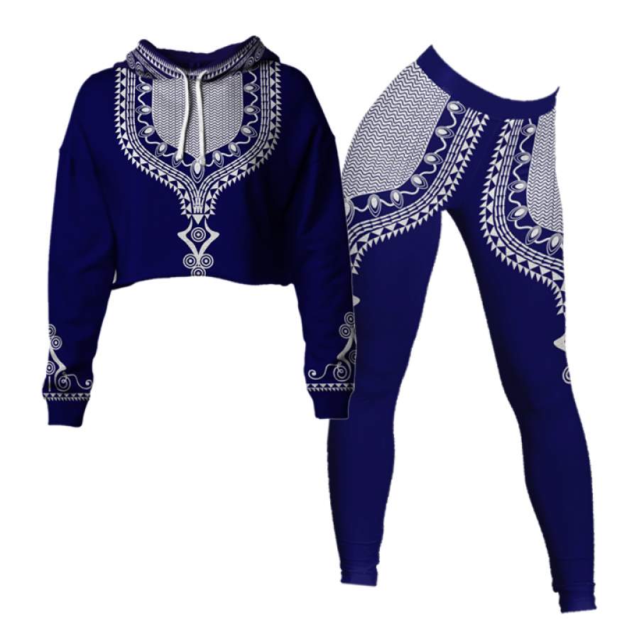 Dashiki 10 Cropped Hoodie & Leggings Set