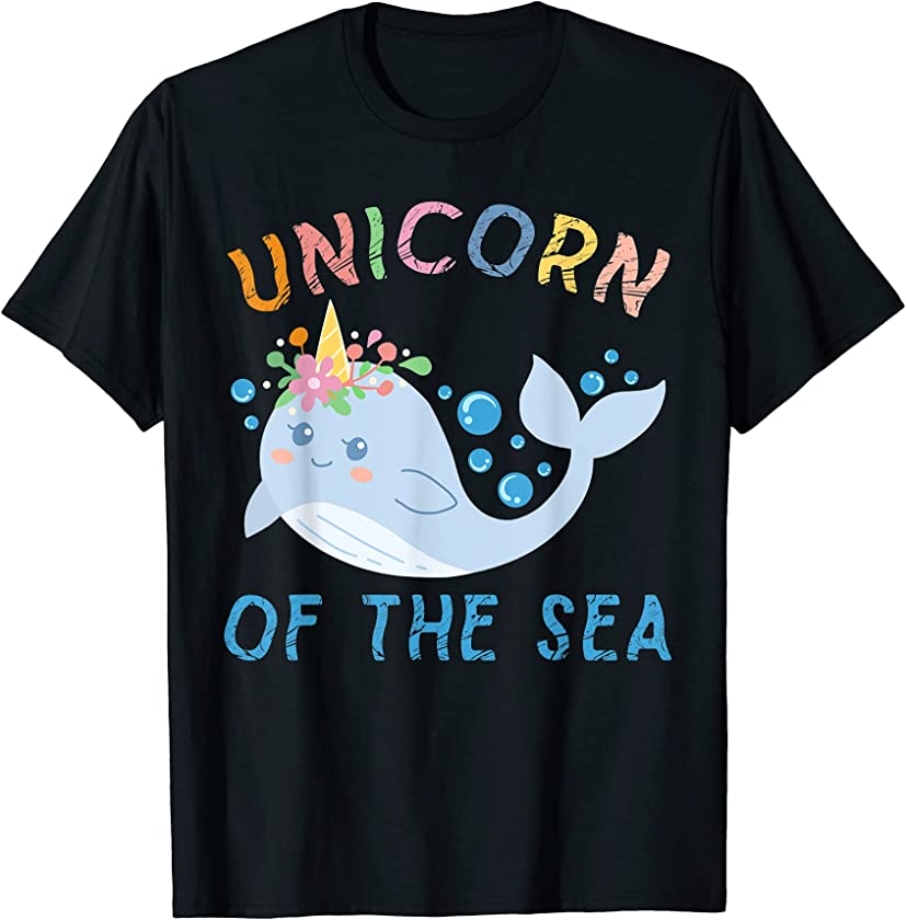 Unicorn Of The Sea Rainbow Narwhale Animals Fish Top Narwhal T-Shirt