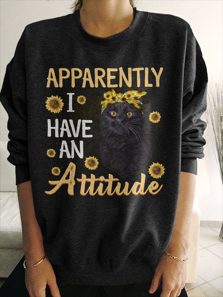 Black Cat Apparently I Have An Attitude Standard Crew Neck Sweatshirt