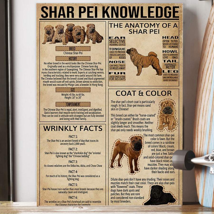 Shar Pei Knowledge Custom Design Gift For Shar Pei Lovers Poster