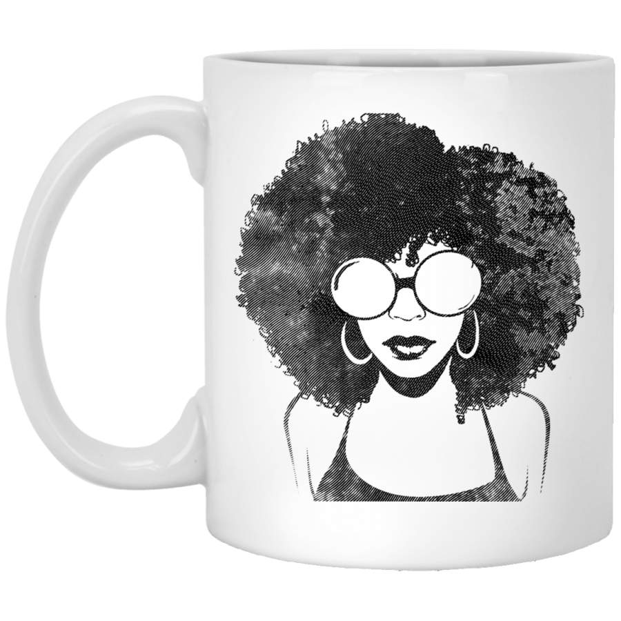 African American Coffee Mug Black Lady Afro Art For Women Girls 11oz – 15oz White Mug