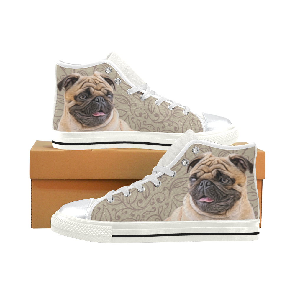 Pug Lover White High Top Canvas Shoes for Kid