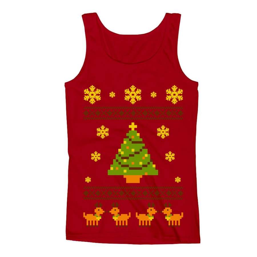 Ugly Christmas Sweater Reindeer & Xmas Tree Men’s Tank Top