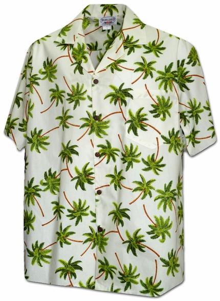 Hurricane Palms Ivory Hawaii Summer Shirt Ha5497