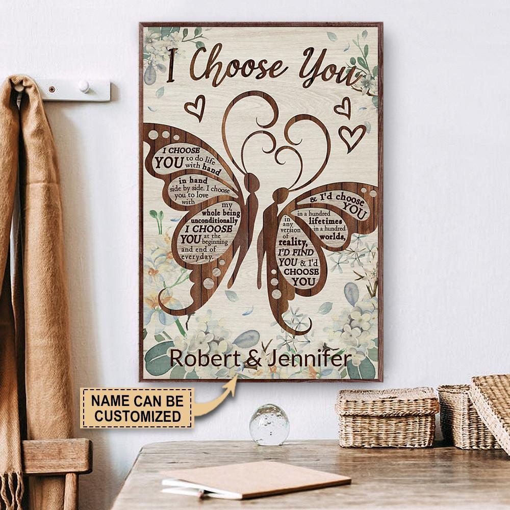 Aeticon Gifts Personalized Butterfly Couple I Choose You Canvas Mom Dad Gift Home Decor