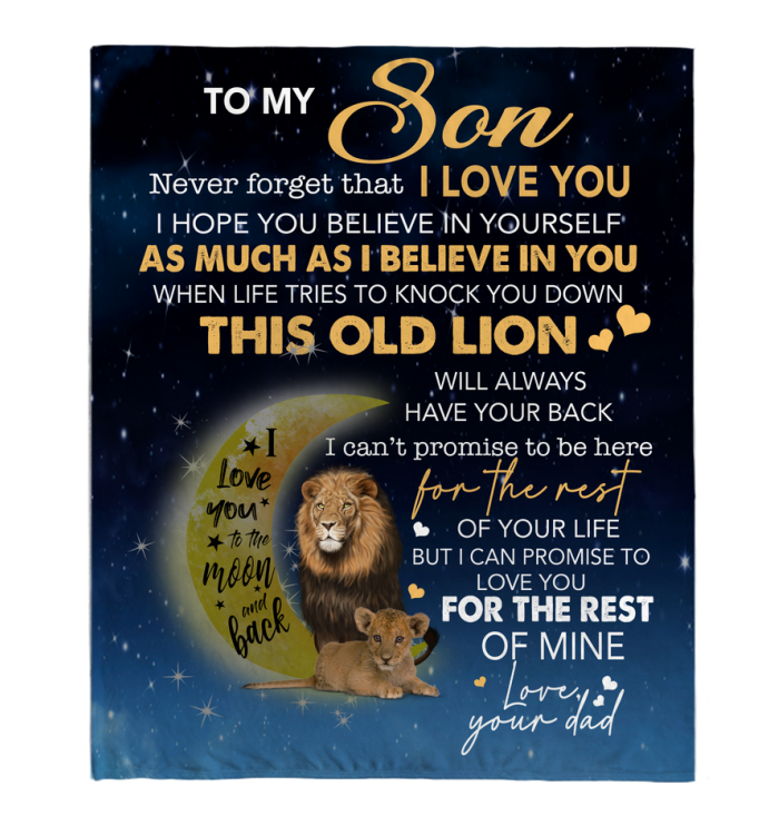 To My Son Never Forget I Love You Dad Gift For Son Lion Black Cozy Gift Fleece Blanket, Sherpa Blanket, Custom Blankets, Picnic Blanket, 3d Print Blanket, Blanket Sofa Bed