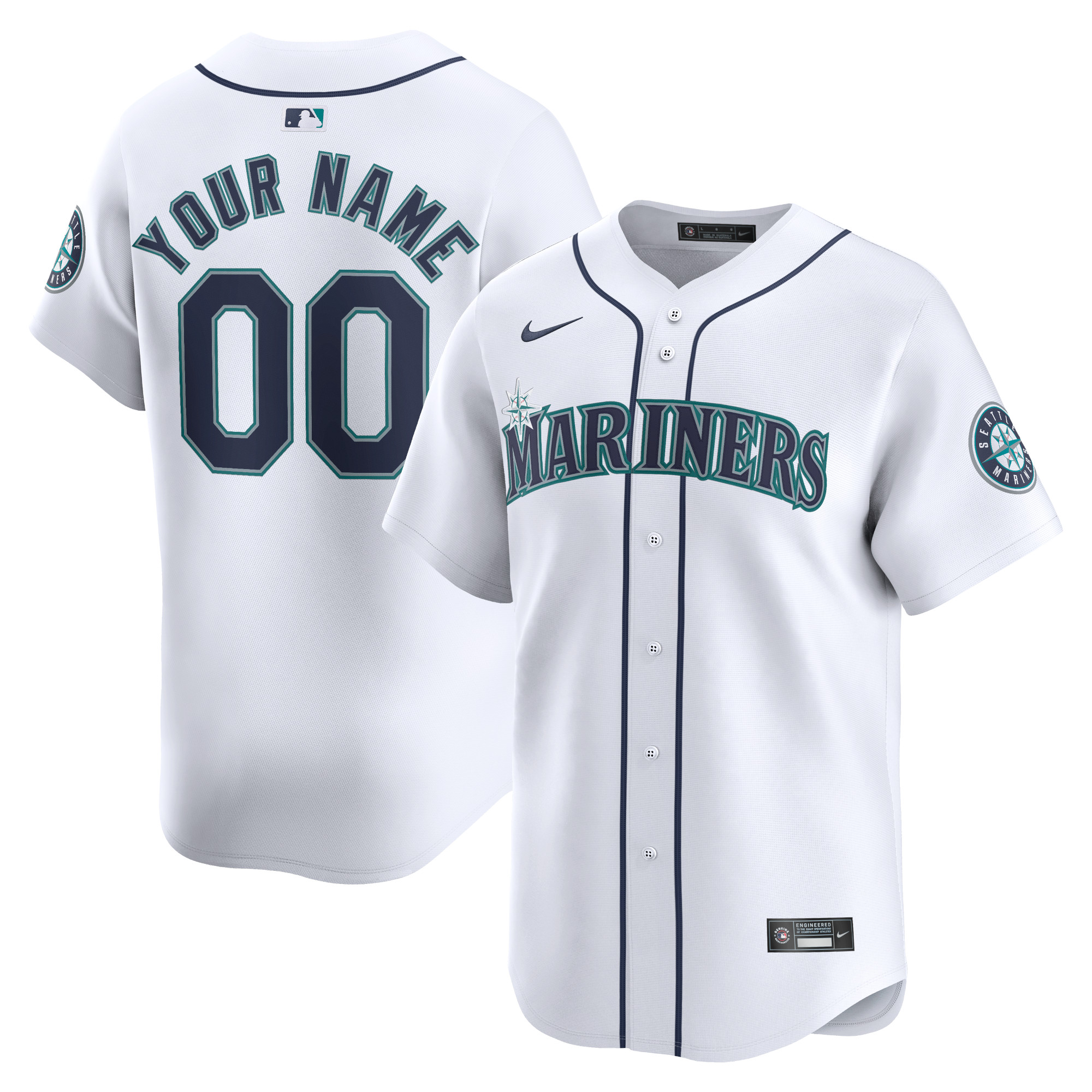 Seattle Mariners Youth Home Limited Custom Jersey – White