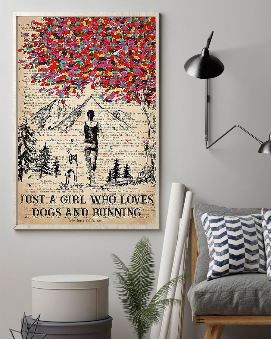 Running – Just A Girl Who Loves Running And Dogs Vertical Canvas And Poster | Wall Decor Visual Art