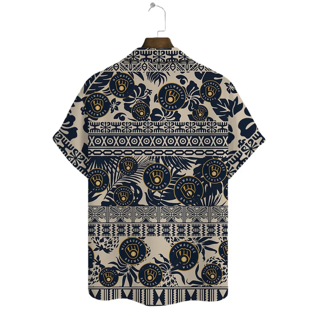 Milwaukee Brewers Hawaiian Shirt Tribal Design