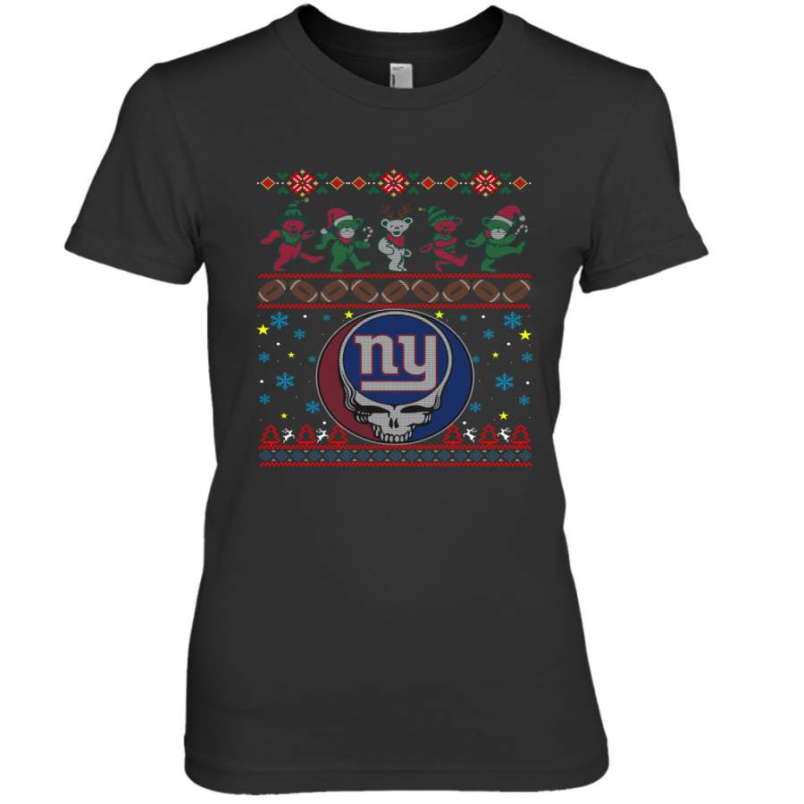 New York Giants Christmas Grateful Dead Jingle Bears Football Ugly Sweatshirt Womens Premium T-Shirt