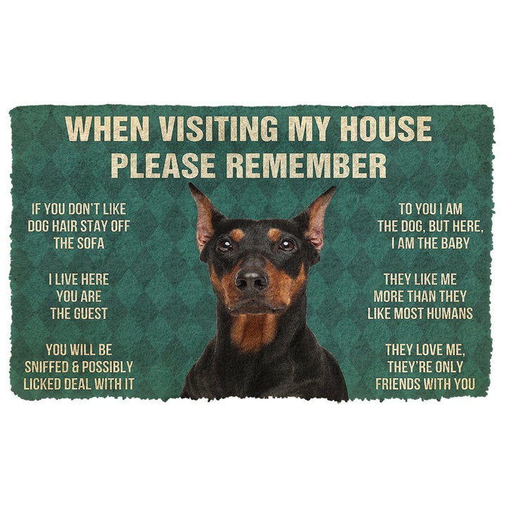 Waybackapparel Please Remember German Pinscher Dogs House Rules 3D Doormat