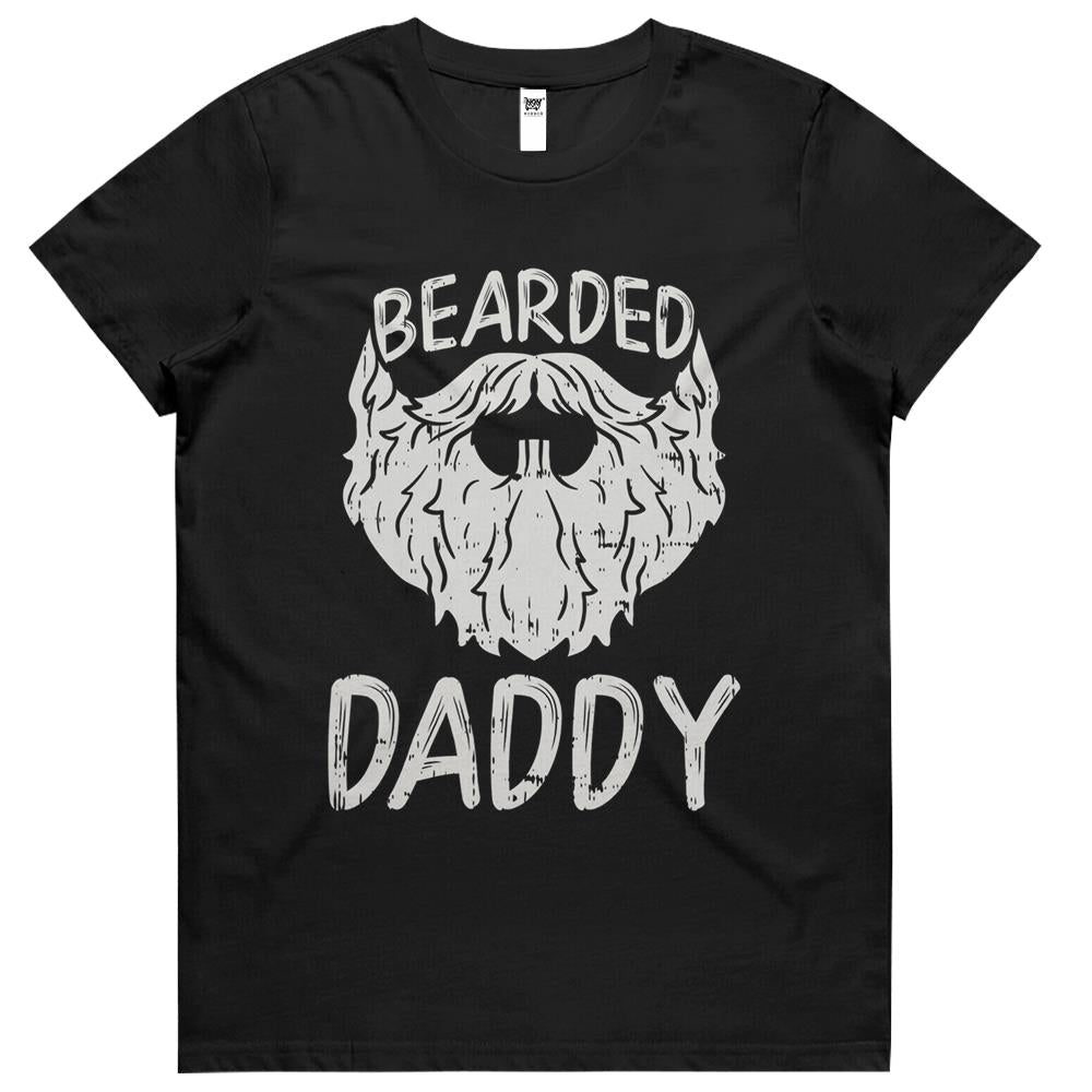 Mens Bearded Daddy Son And Dad Matching Fathers Day Womens Tshirts